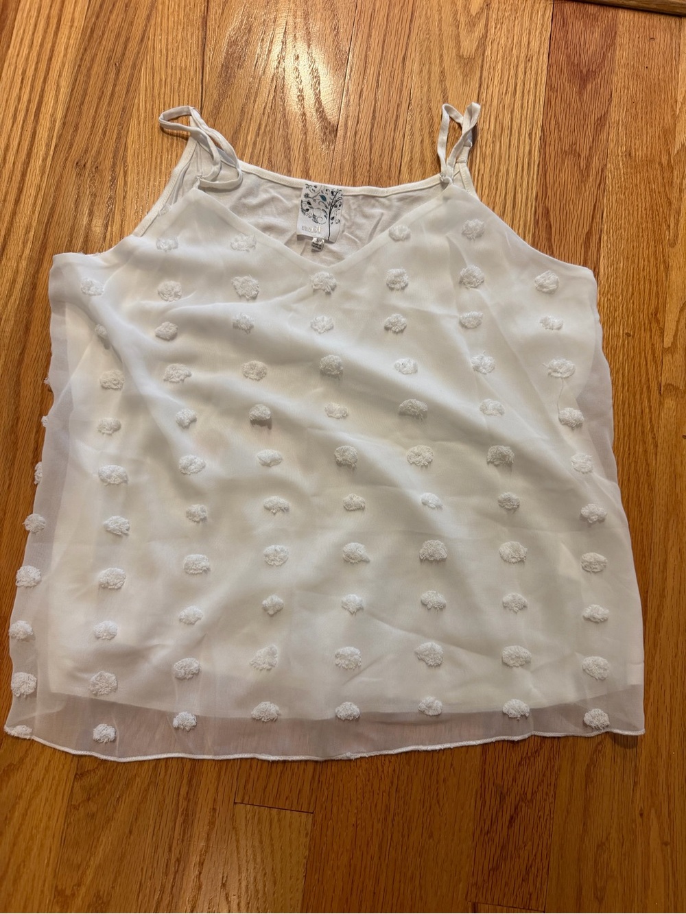 NAIF White Swiss Dot Camisole with V-Neck